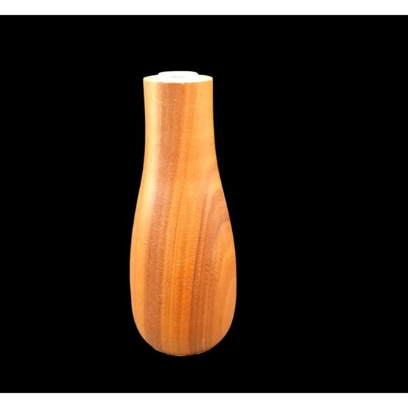 Bud Vase Wooden Vintage 1970s Yellow Felt Bottom 6 Inch Midcentury Flower Decor - Picture 1 of 14